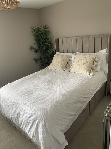 Customer photo review of Acton Stripe Winged Divan Drawer Storage Bed