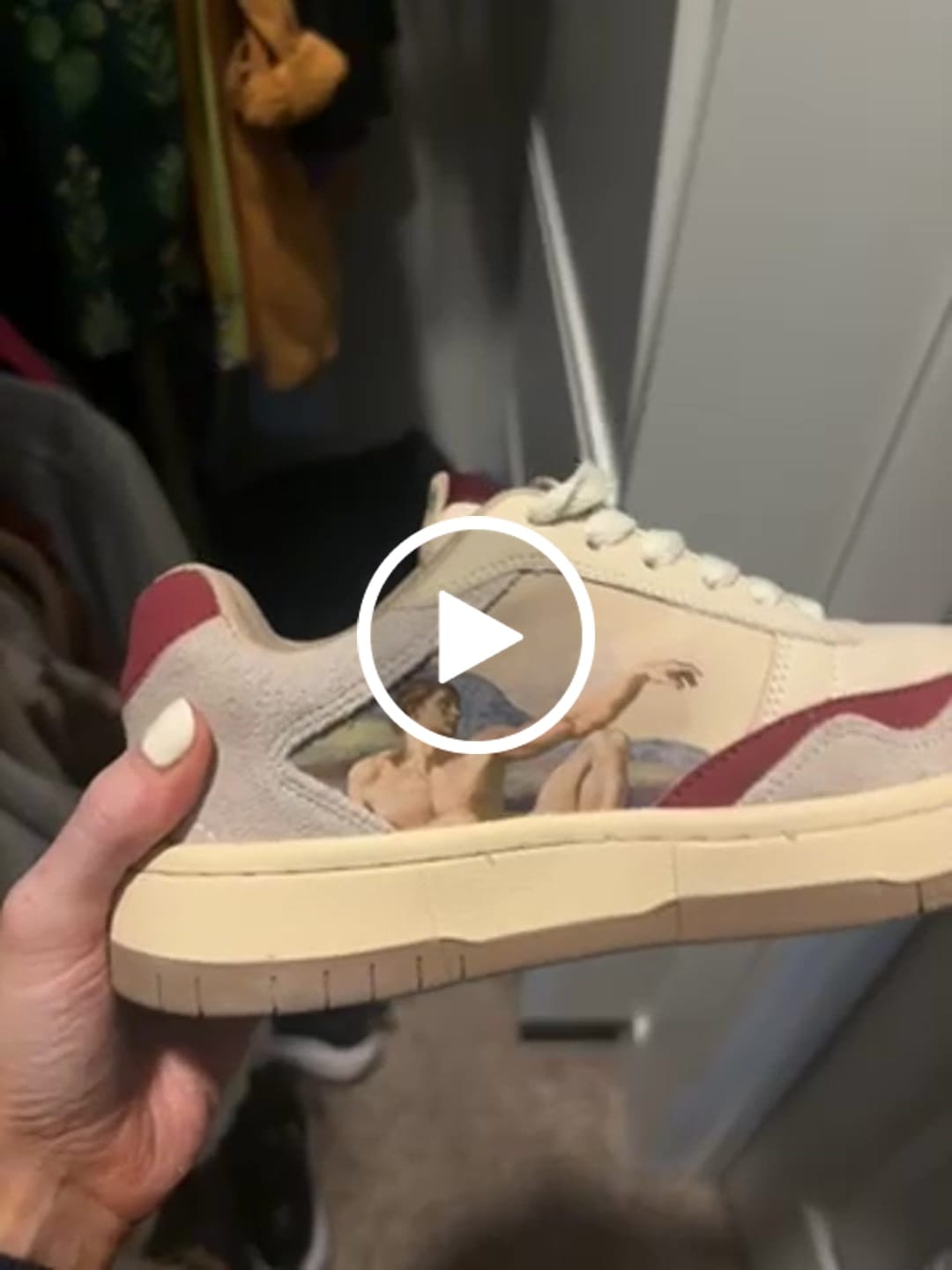 Customer video review of The Creation of Adam Sneakers