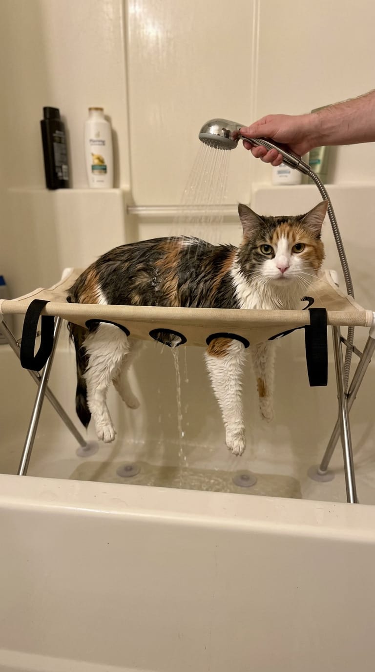 Customer photo review of Pet Grooming Hammock