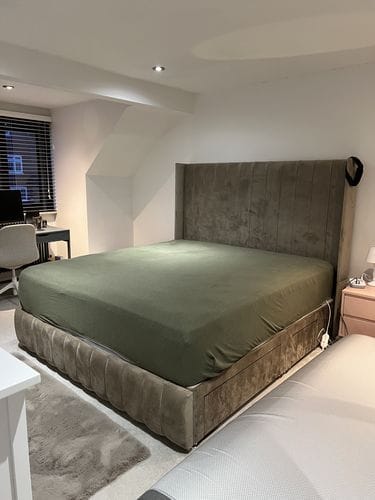 Customer photo review of Acton Stripe Winged Divan Drawer Storage Bed