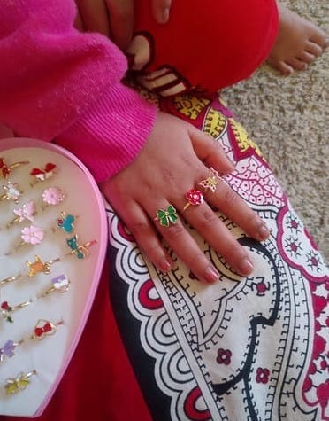 Customer photo review of CharmRings™ – 36pc Dress-Up Ring Set