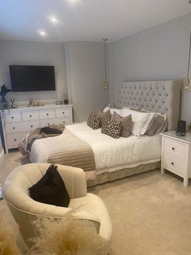 Customer photo review of Kinsley Curve Winged Designer Bed