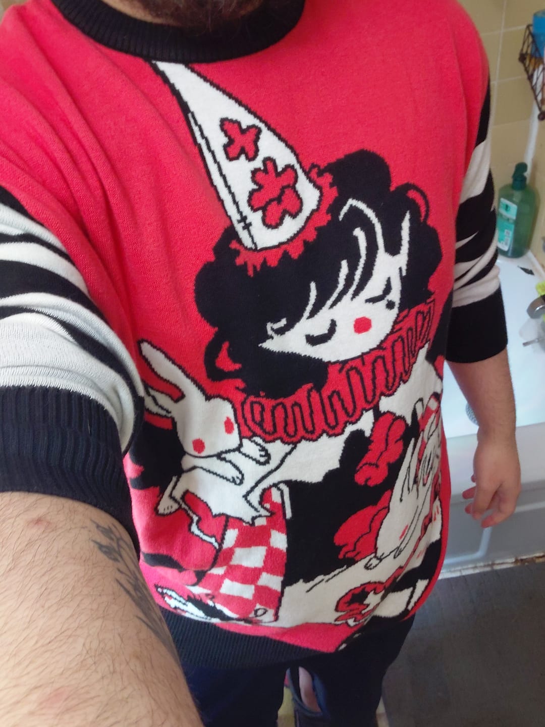 Customer photo review of Vampire Clown Sweater