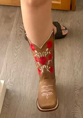 Customer photo review of Cowboy Boot Rose Embroidered Brown