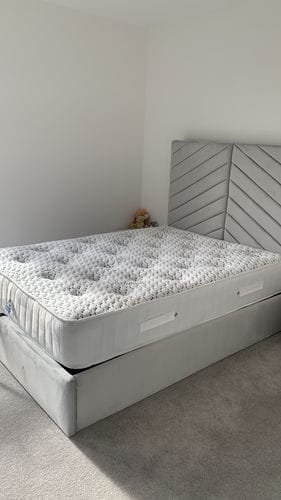 Customer photo review of Addison Chesterfield Cross Panel Bed
