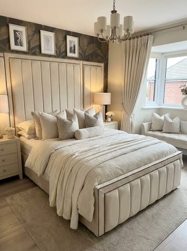 Customer photo review of Harold Wide Headboard Panelled Stripe Bed