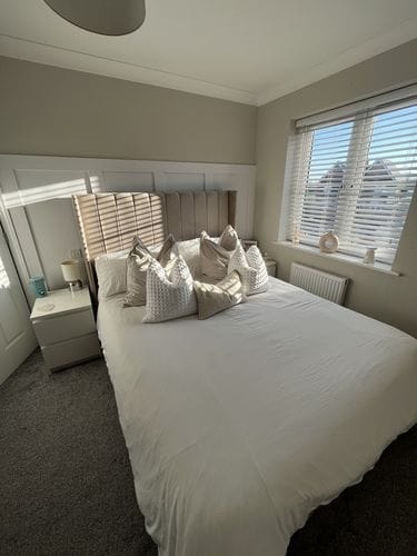 Customer photo review of Acton Stripe Winged Divan Drawer Storage Bed