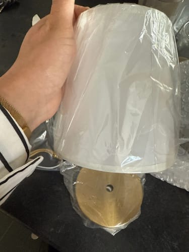 Customer photo review of Vintage Curved Arm Metal Wall Sconce with Fabric Conical Shade