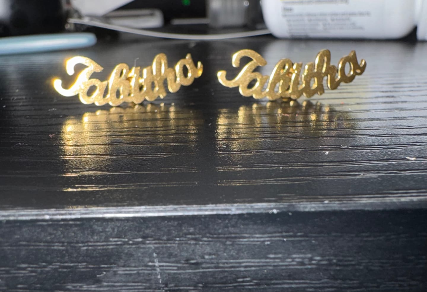 Customer photo review of Name Stud Earrings