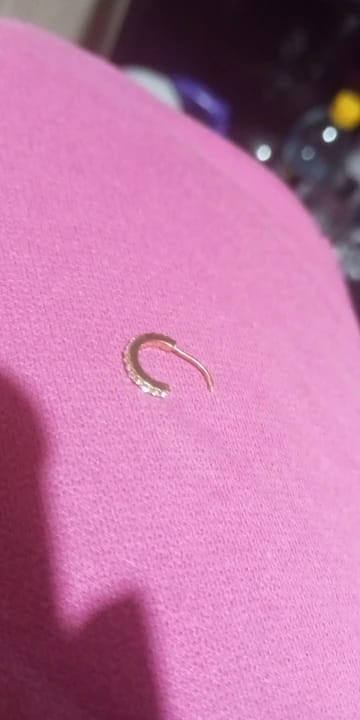 Customer photo review of Rhinestone Nose Hoop – Dainty Crystal Piercing Jewelry
