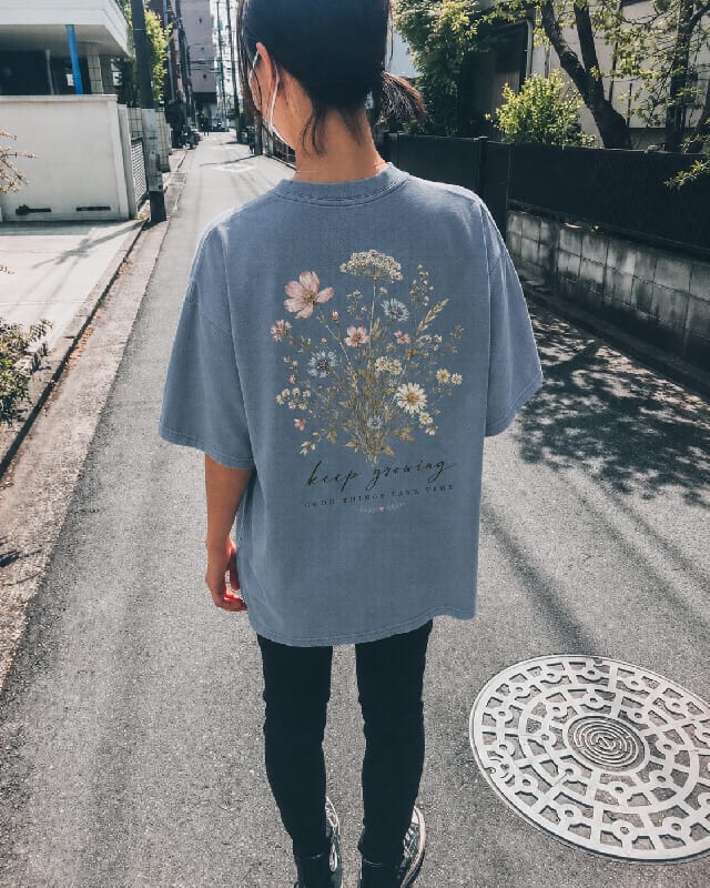 Customer photo review of Keep Growing Floral Washed Print Tee