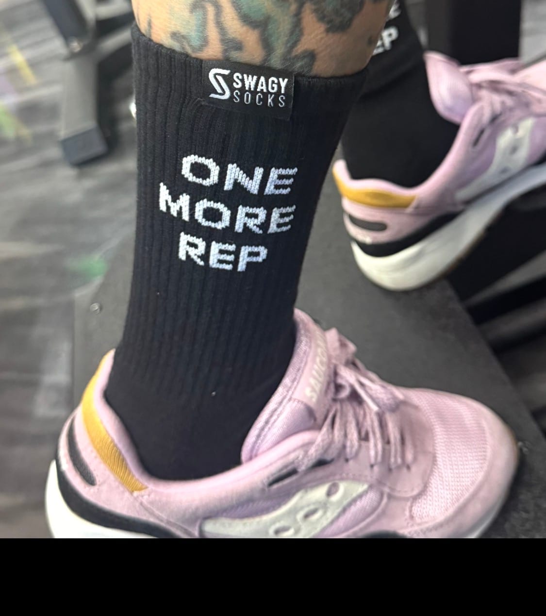 Customer photo review of One More Rep - Crew Workout Socks
