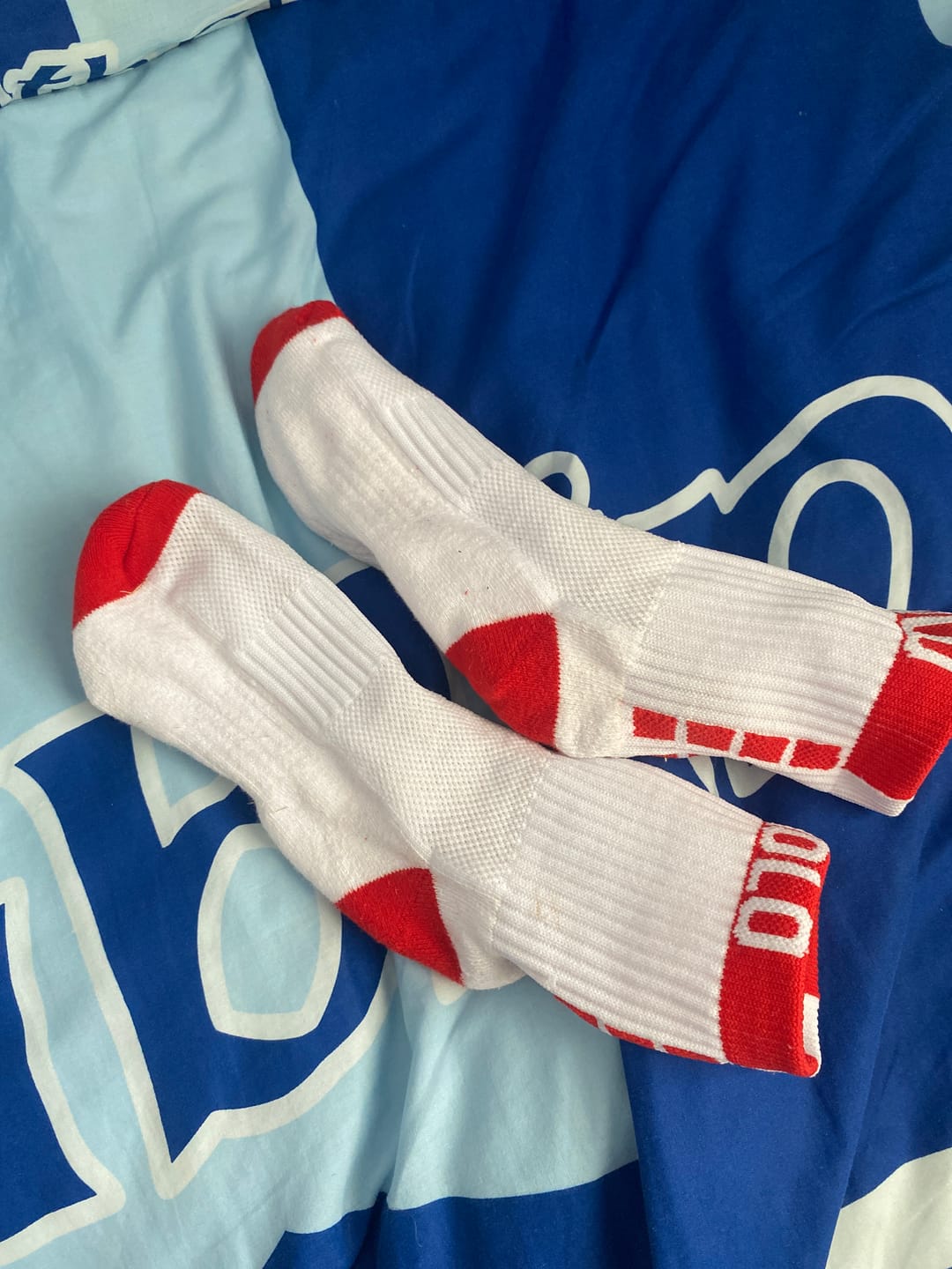 Customer photo review of Lowrise Cushioned Ankle Socks - Red & White