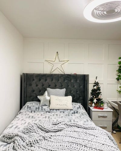 Customer photo review of Sutton Chesterfield Upholstered Wingback Bed