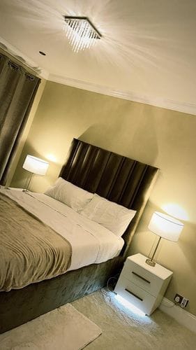 Customer photo review of Medburn Wide Headboard Panel Stripe Bed