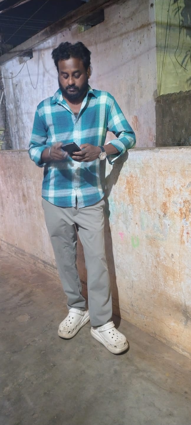 Customer photo review of Blue Structured Checked Shirt