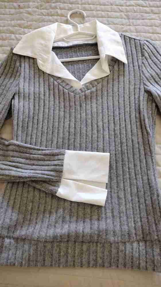 Customer photo review of Ninonine "Inès" | Rib-Knit Faux-Layered Shirt Top
