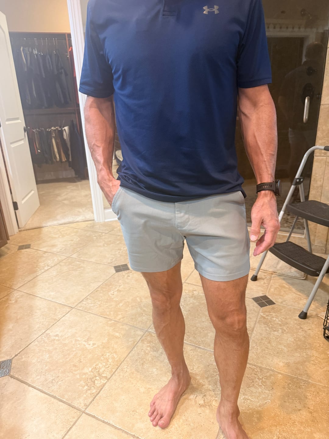 Customer photo review of Ultra-Stretch 5" Chino Shorts - Grey
