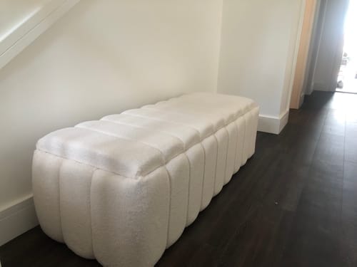 Customer photo review of Stripe Line Storage Ottoman Box