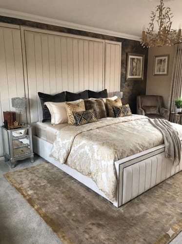 Customer photo review of Harold Wide Headboard Panelled Stripe Bed