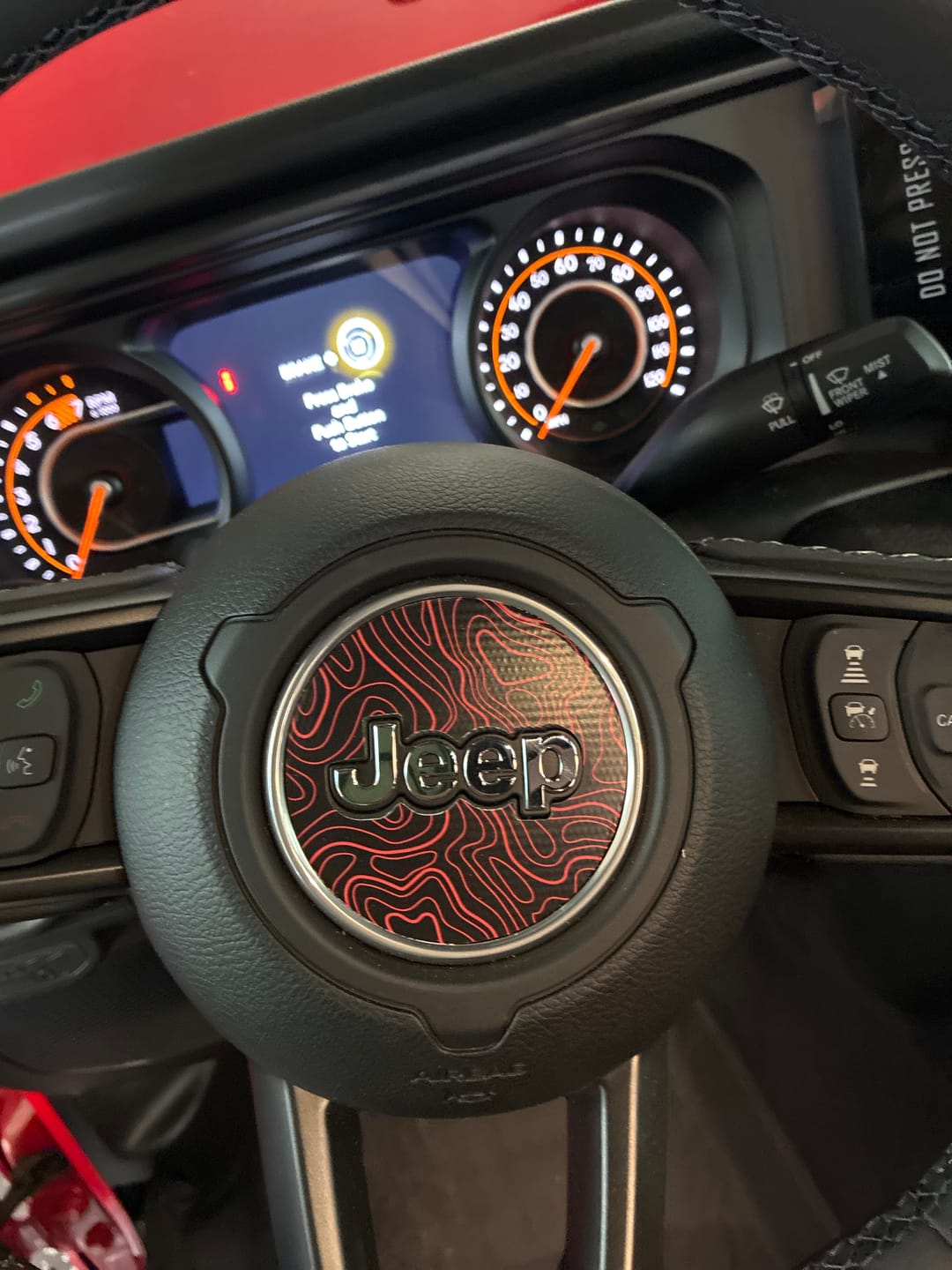 Customer photo review of Topographical Map Print Steering Wheel Decal for Jeep