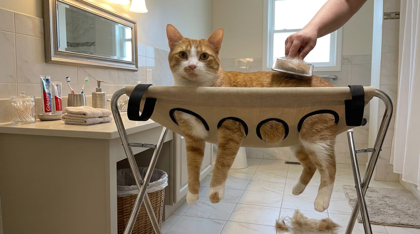 Customer photo review of Pet Grooming Hammock