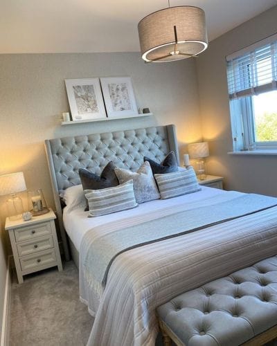 Customer photo review of Sutton Chesterfield Upholstered Wingback Bed