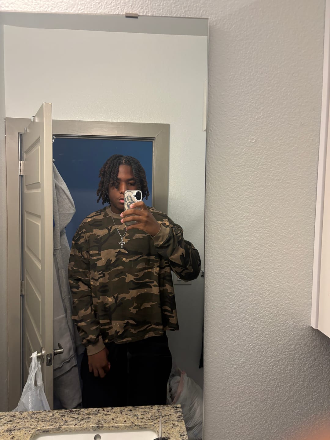 Customer photo review of Boxy Camo Tees in Khaki | Inflation Streetwear