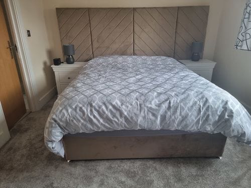 Customer photo review of Addison Chesterfield Cross Pane Wide Headboard Storage Drawer Divan Bed