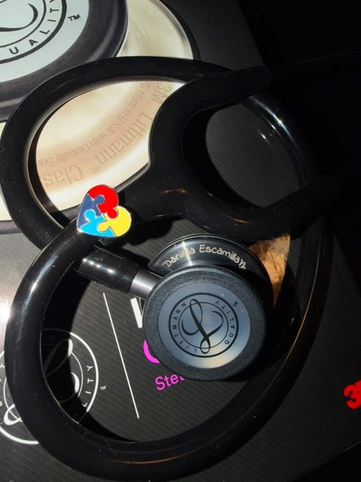 Customer photo review of 3D Stethoscope Jewelry - Autism Awareness - White Gold