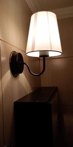 Customer photo review of Vintage Curved Arm Metal Wall Sconce with Fabric Conical Shade