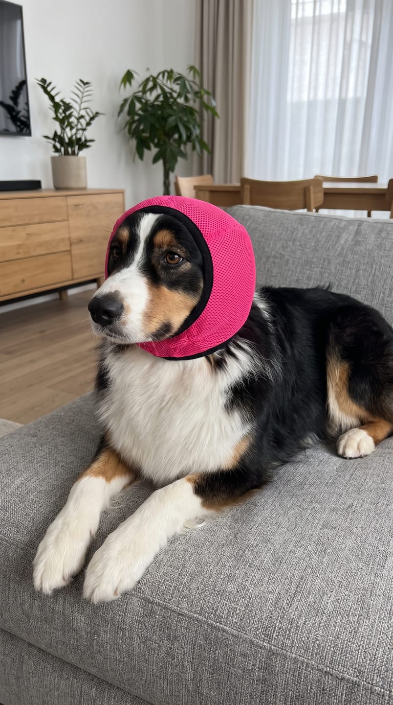 Customer photo review of Orejeras Calmantes para perros