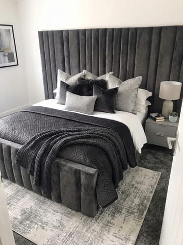 Customer photo review of Mary Wide Headboard Panelled Stripe Bed