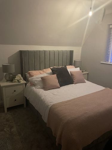 Customer photo review of Acton Stripe Winged Divan Drawer Storage Bed