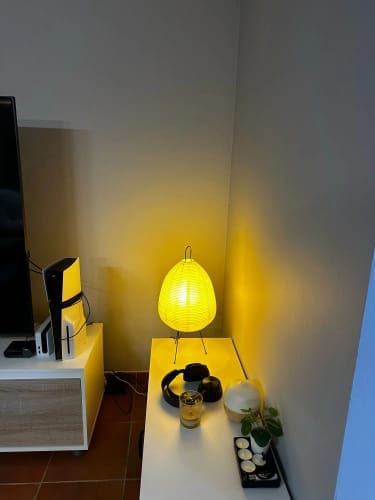 Customer photo review of Japanese Paper Lantern Floor Lamp | Stand Light for Home