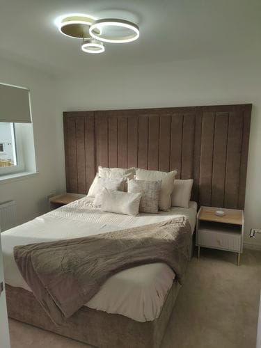 Customer photo review of Harold Wide Headboard Panelled Stripe Storage Drawer Divan Bed