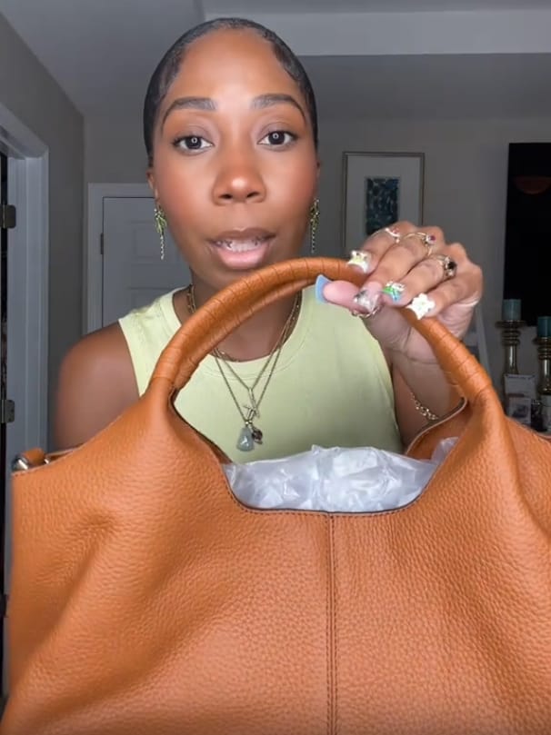 Customer photo review of Carrina – Soft Leather Everyday Hobo Bag