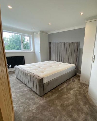 Customer photo review of Piper Stripe Panel Lined Bed
