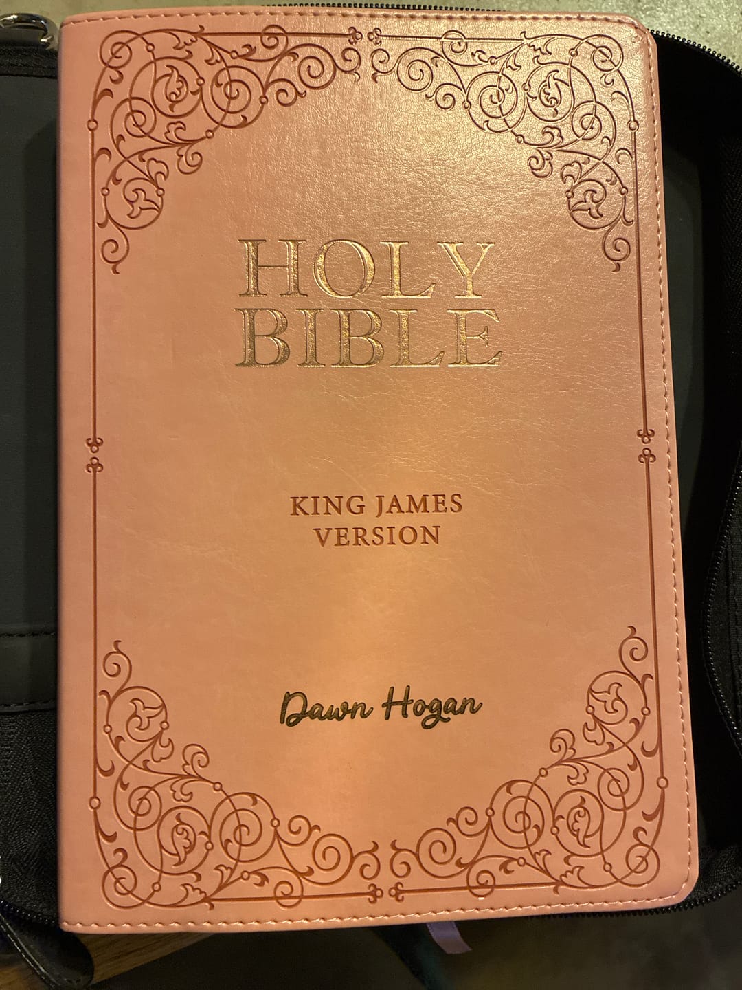 Customer photo review of Pink KJV Bible with Engraving and Tab Options