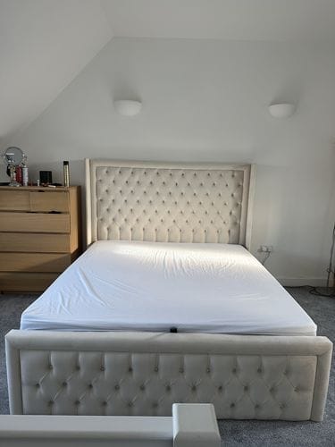 Customer photo review of Churchill Bumber Square Wingback Bed