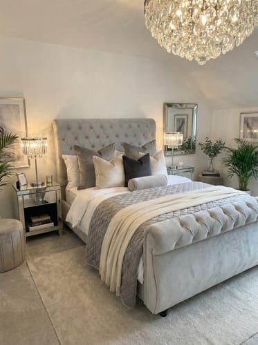 Customer photo review of Daisy Swan Style Chesterfield Scroll Sleigh Bed