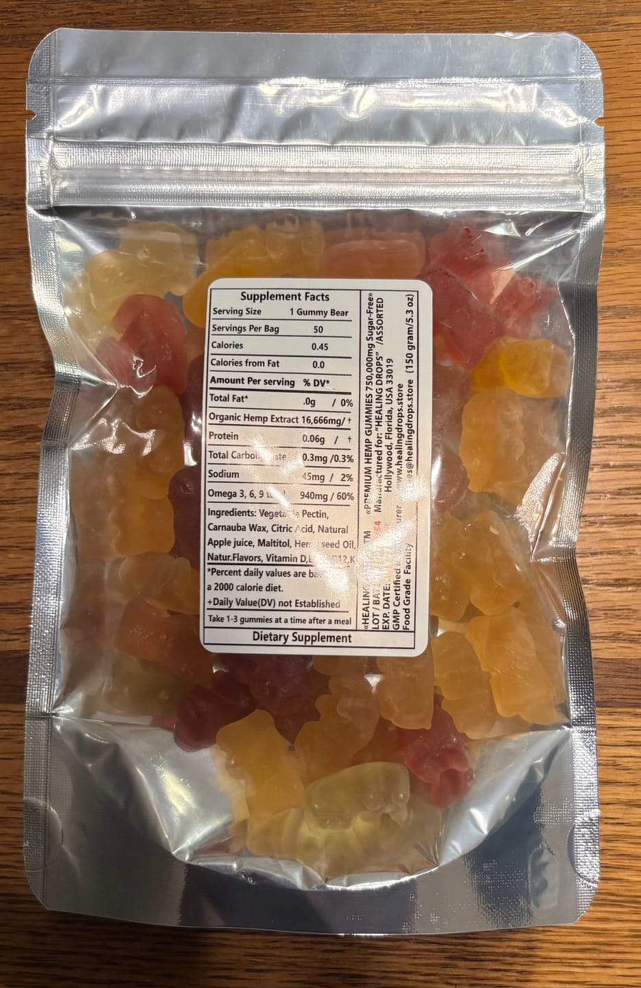 Customer photo review of Hemp Gummy Bears 750,000mg Sugar-Free Premium Organic + Vitamins: C B D E + Omega 3 6 9
