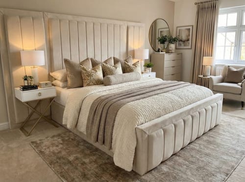 Customer photo review of Harold Wide Headboard Panelled Stripe Bed