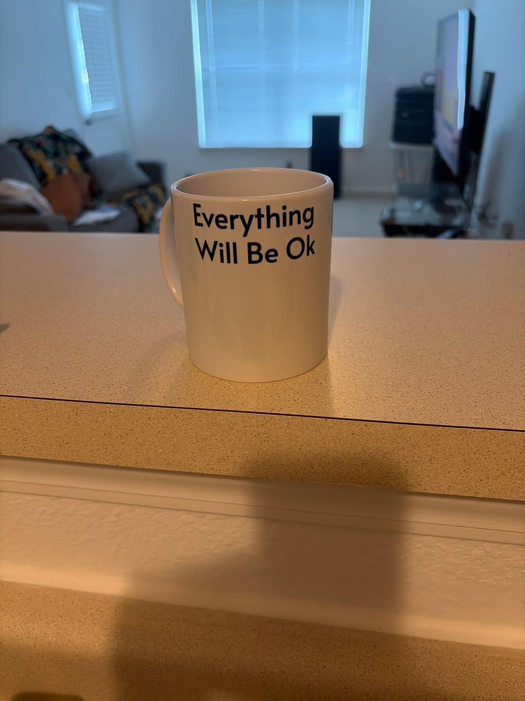 Customer photo review of Everything Will Be OK (Probably...) Ceramic Mug — Ironic Inspirational Coffee Cup