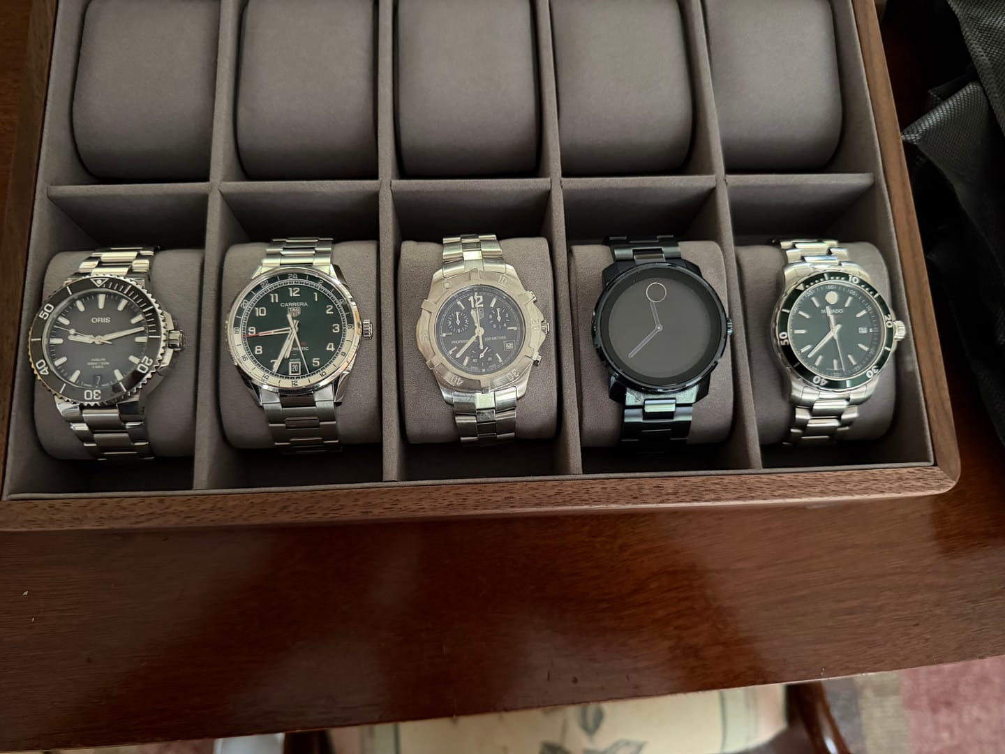 Customer photo review of Legacy Walnut Watch Collection Box With Glass Top