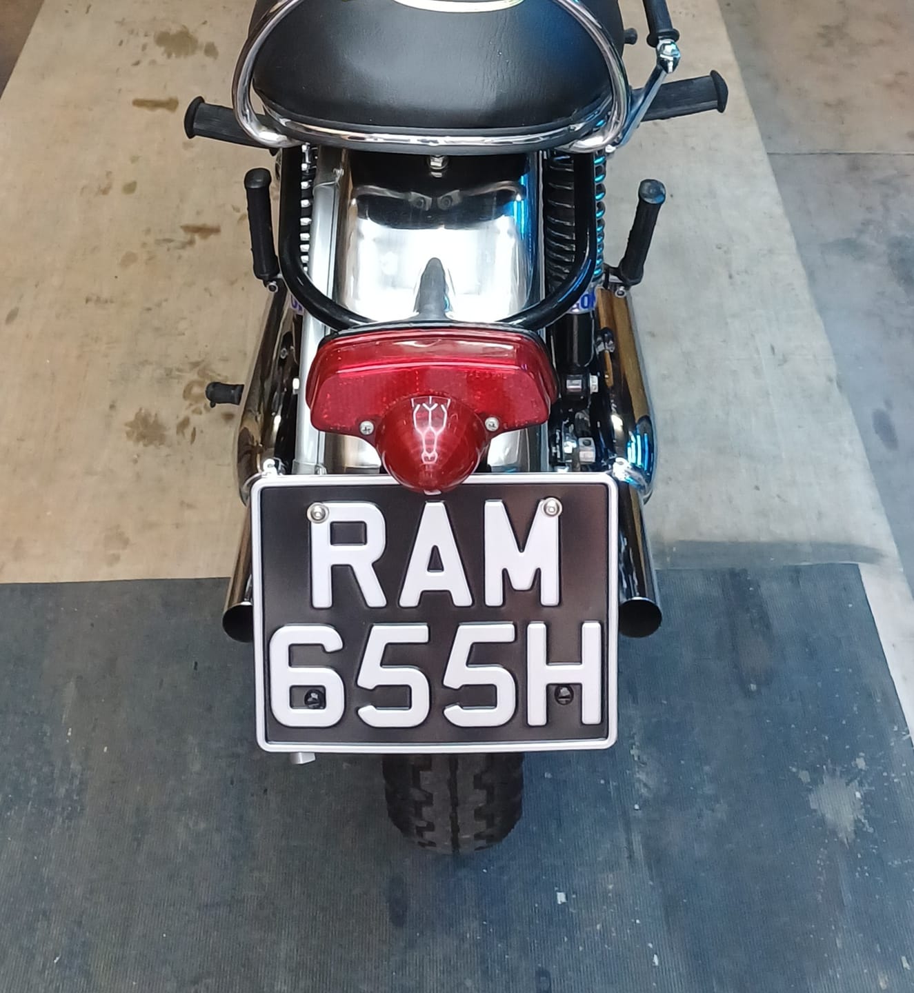 Customer photo review of Classic Metal Pressed Motorcycle Number Plate - 9 x 7 Inches