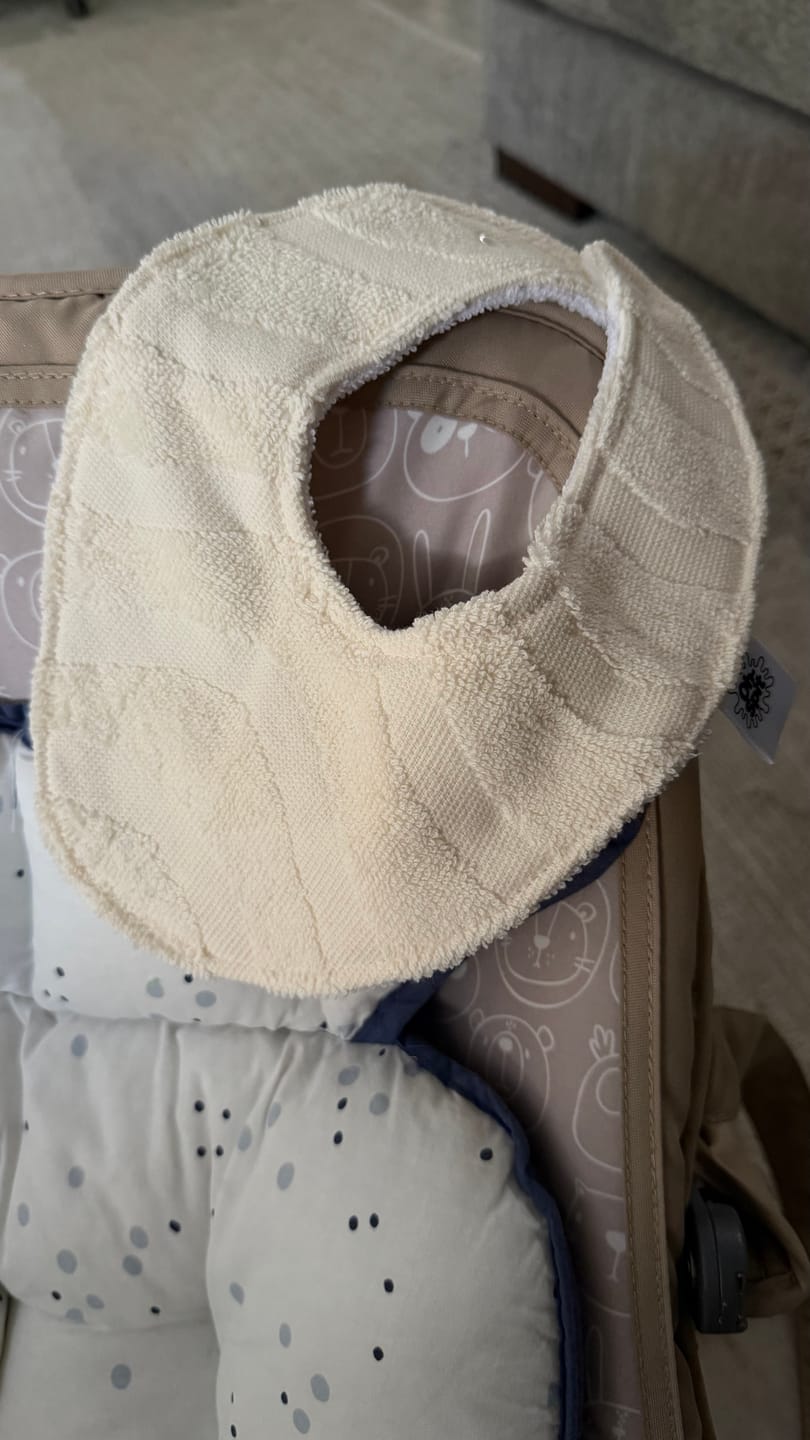 Customer photo review of Foamy Waves Beach Towel Bib