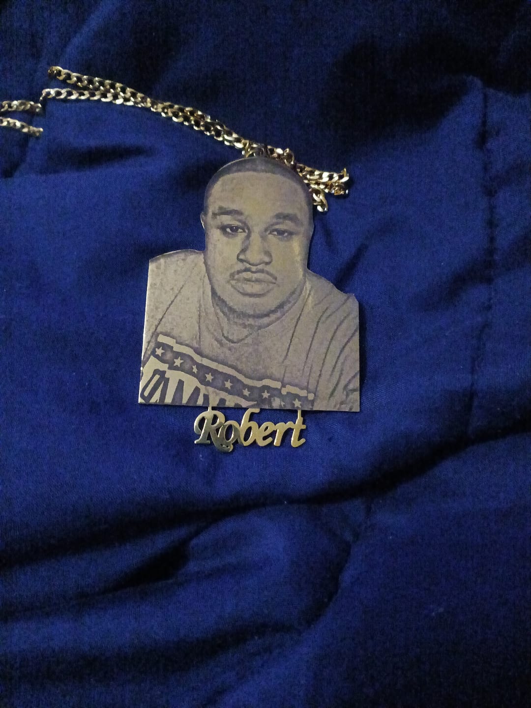 Customer photo review of Custom Photo Engraved Pendant Necklace