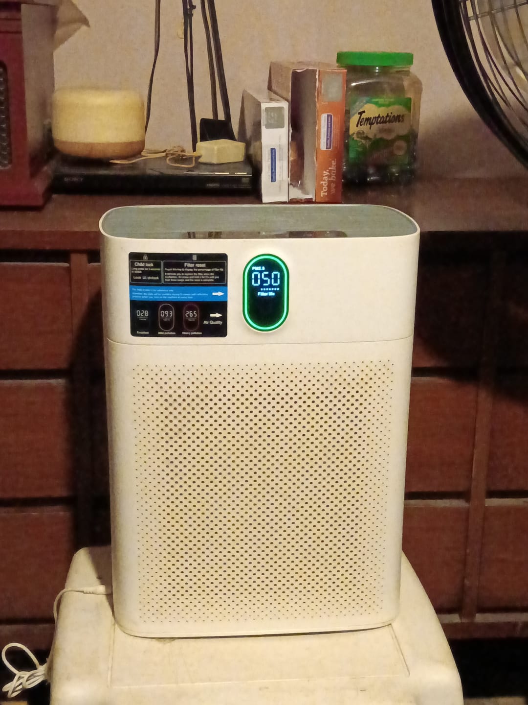 Customer photo review of Smart Air Purifier V1 Pro – Powerful HEPA Filtration with PM2.5 Sensor, App & Voice Control for Clean Indoor Air