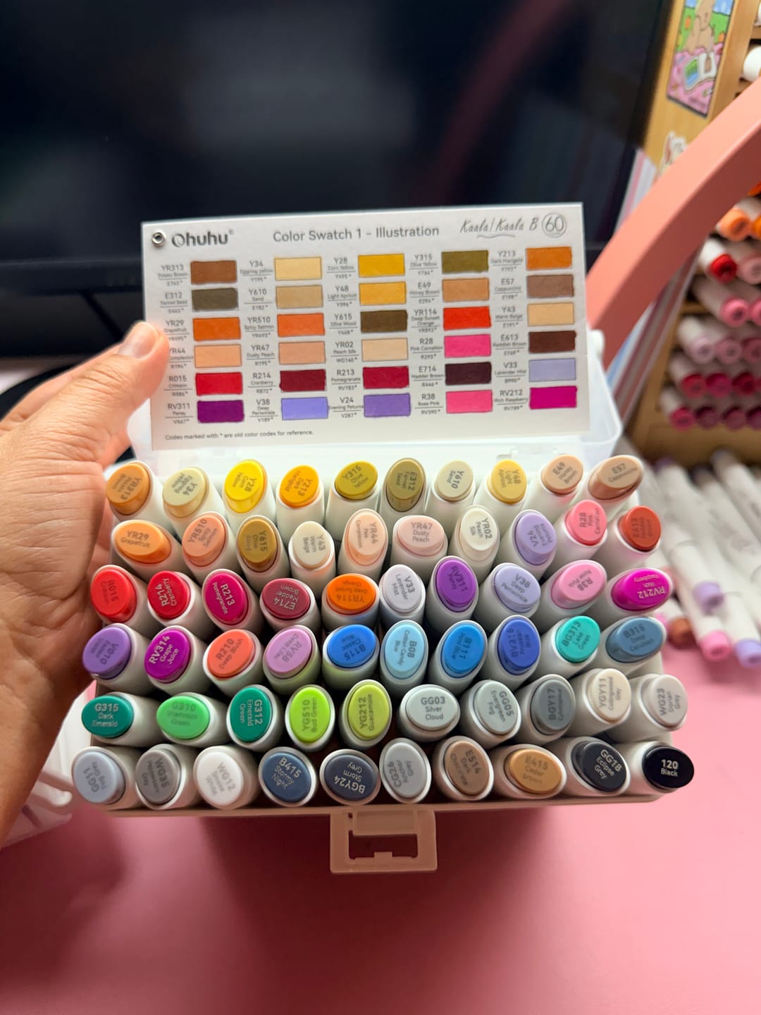 Customer photo review of Ohuhu Kaala B Dual Tips Alcohol Art Markers, Slim Broad & Mini Brush (New Color Codes)
